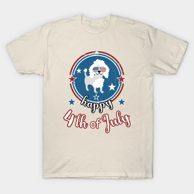 Happy 4Th of July Cute Poodle Dog T-Shirt by Cute Pets Graphically